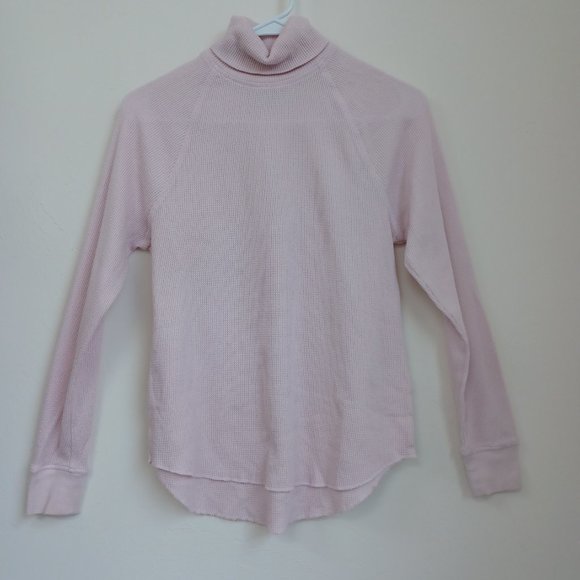 Everlane Waffle Knit Pullover Soft Pink High Neck Long Sleeve Top Womens size Sm - Picture 6 of 10